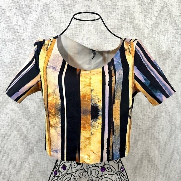 Lanca Perume scuba striped colorful cropped blouse size S - Picture 1 of 8